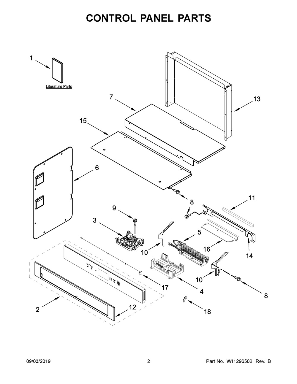 Control Panel Parts Diagram and Parts List for KOCE900HBS00  Whirlpool Microwave Oven Combo