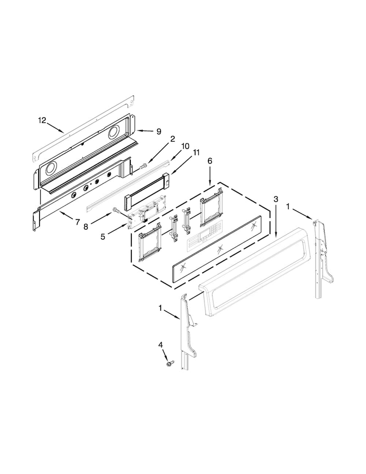 Control Panel Parts Diagram and Parts List for KDRS505XSS04  KitchenAid Range