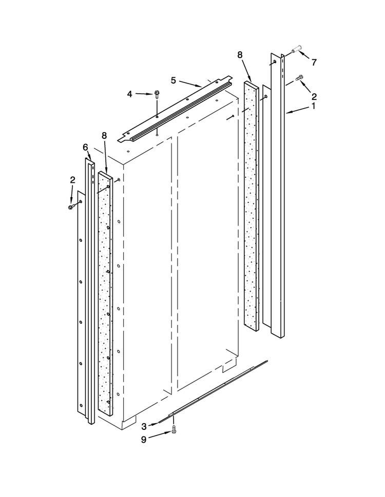 Cabinet Trim Parts Diagram and Parts List for KSSO42FTX18  KitchenAid Refrigerator
