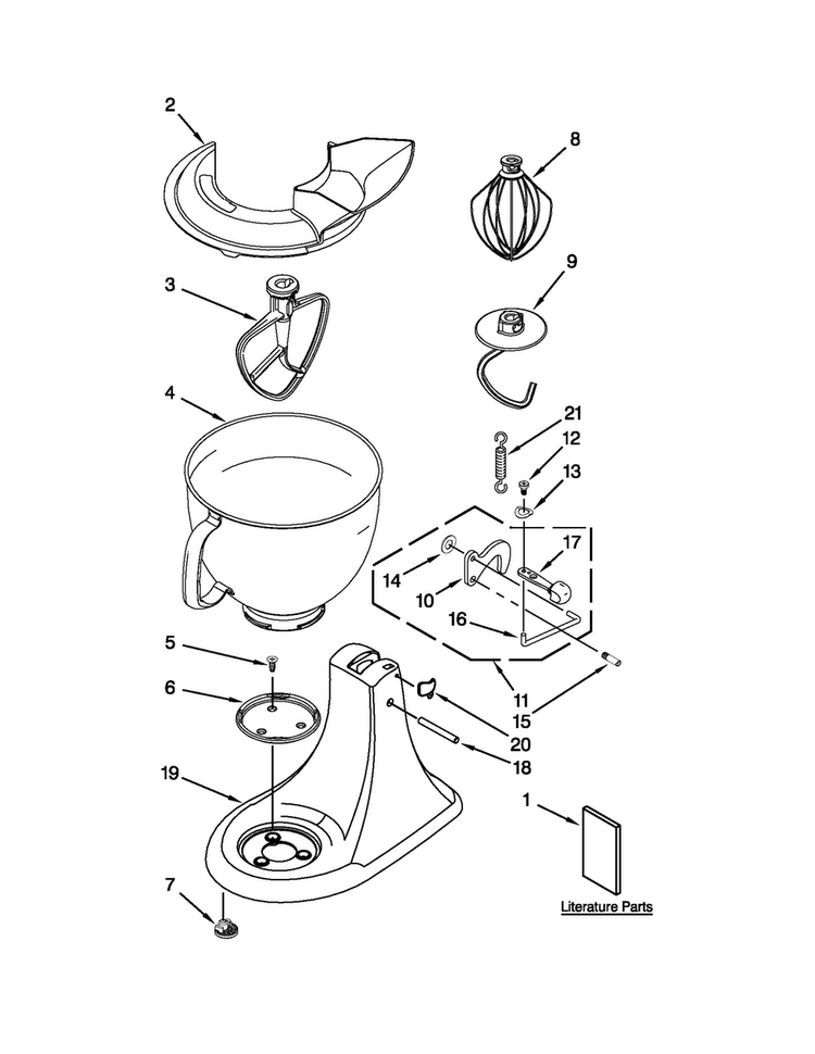 Base And Pedestal Unit Diagram and Parts List for 5KSM150PSGCP0  KitchenAid Mixer