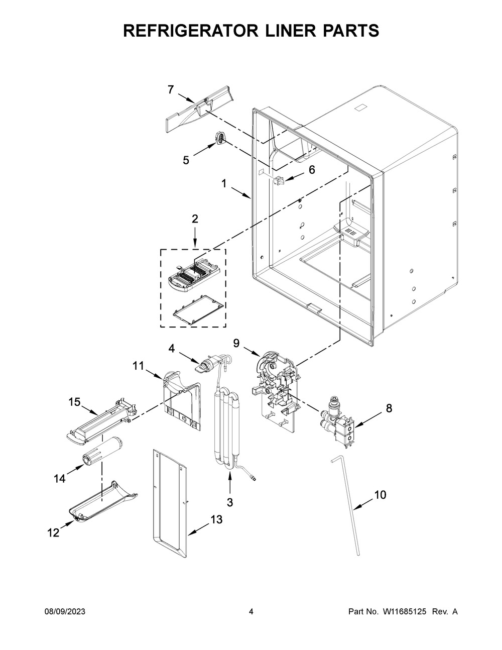 Refrigerator Liner Parts Diagram and Parts List for WRX735SDHZ09  Whirlpool Refrigerator