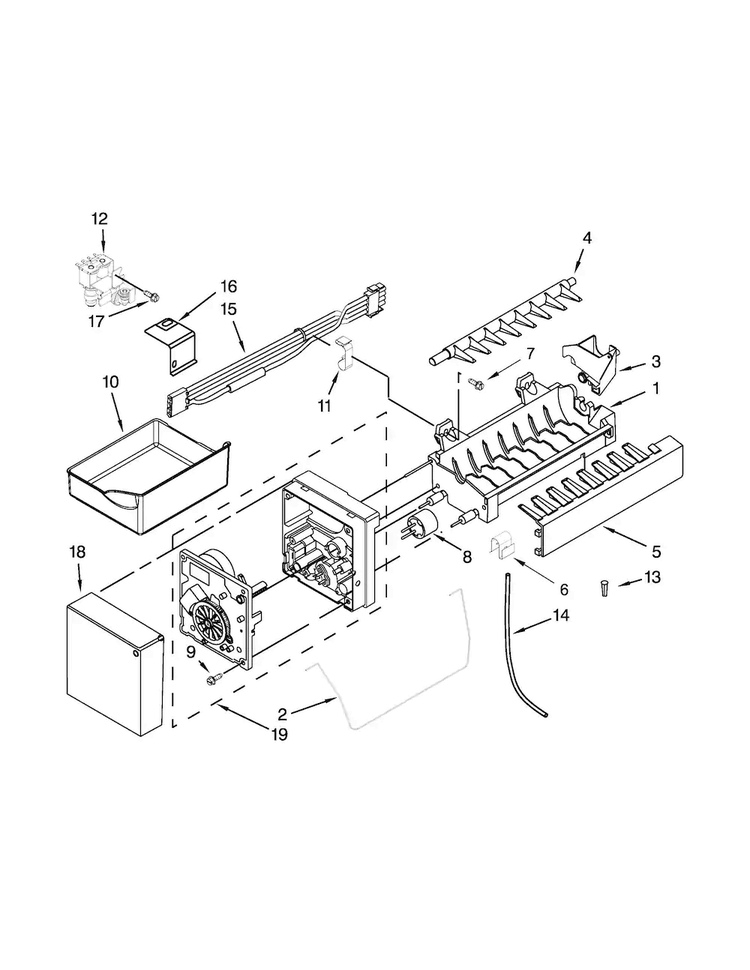 Ice Maker Parts Diagram and Parts List for KBFS22ECBL00  KitchenAid Refrigerator