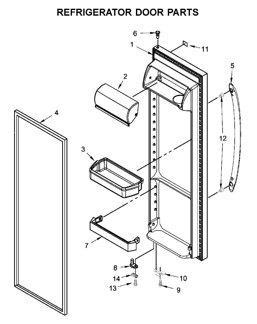 Refrigerator door parts Diagram and Parts List for 10650045713  Kenmore Refrigerator