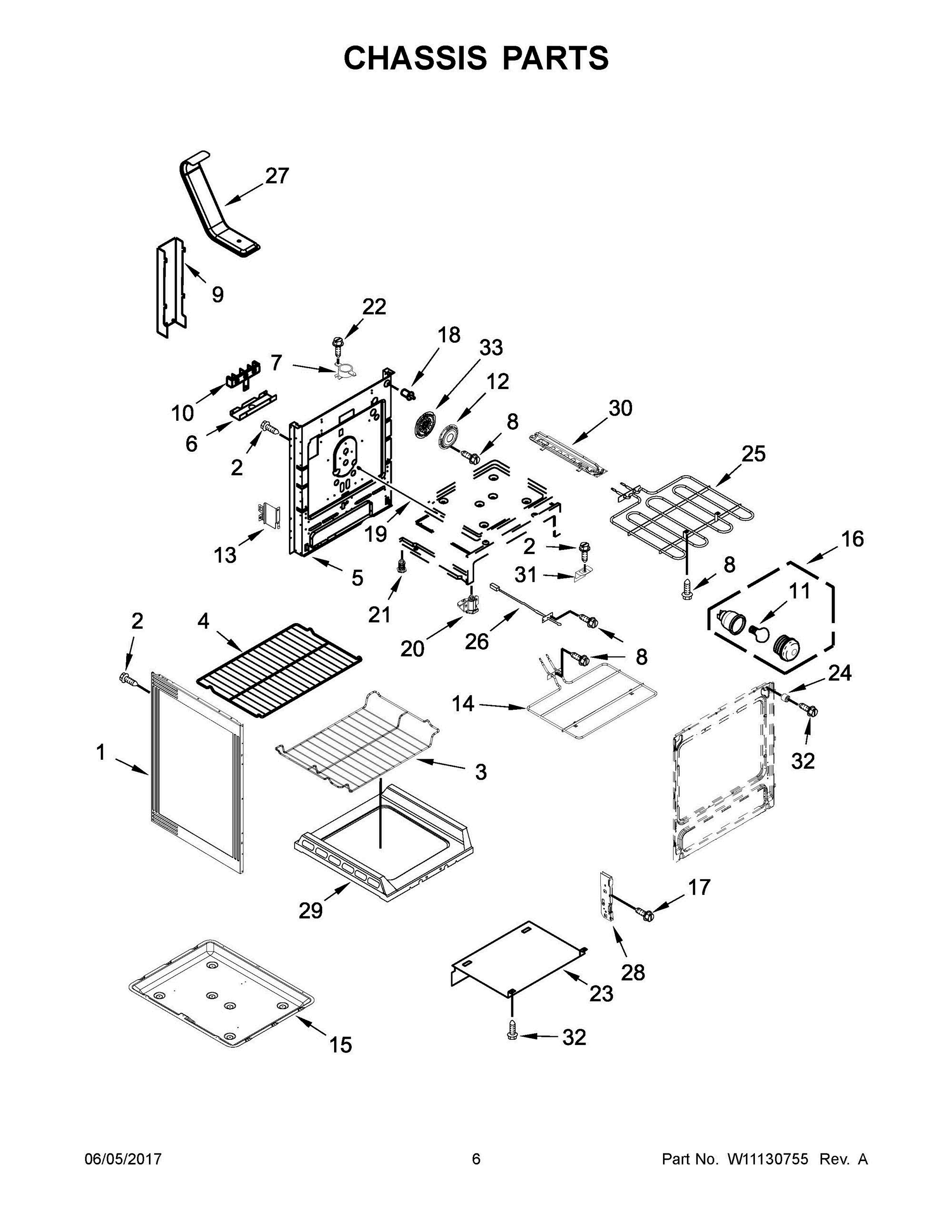 04 - CHASSIS PARTS Diagram and Parts List for MER8800FZ1  Whirlpool Range