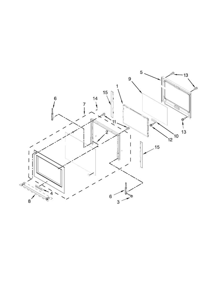 Lower Oven Door Parts Diagram and Parts List for KODE300ESS00  KitchenAid Wall Oven