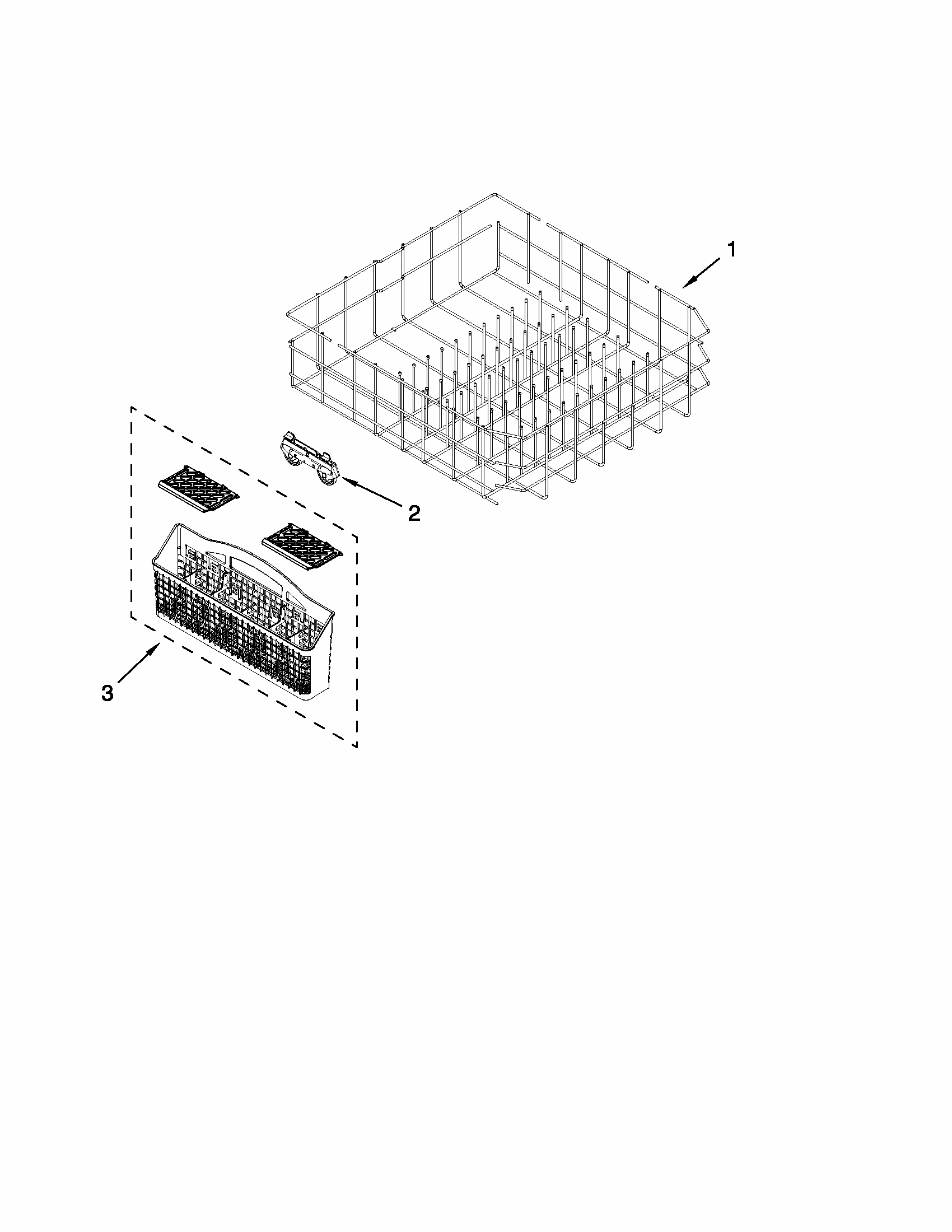 Lower Rack Parts Diagram and Parts List for 66513252K110  Kenmore Dishwasher