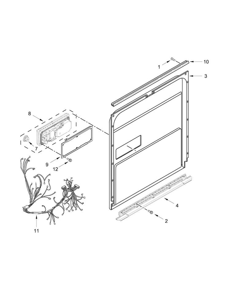 Inner Door Parts Diagram and Parts List for KUDS30IXBTA  KitchenAid Dishwasher