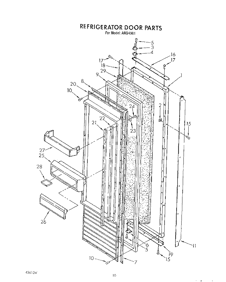 REFRIGERATOR DOOR Diagram and Parts List for ARG4901  Whirlpool Refrigerator