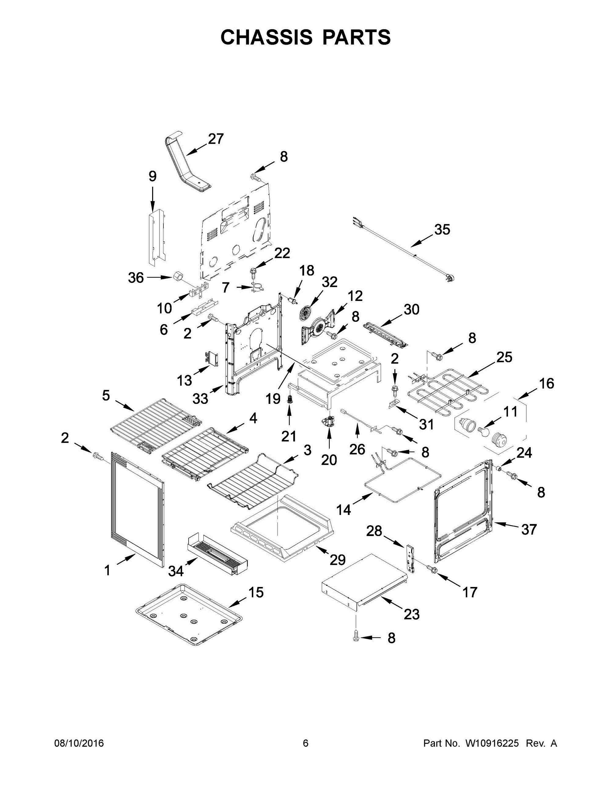 04 - CHASSIS PARTS Diagram and Parts List for YKFES530ESS1  Whirlpool Range