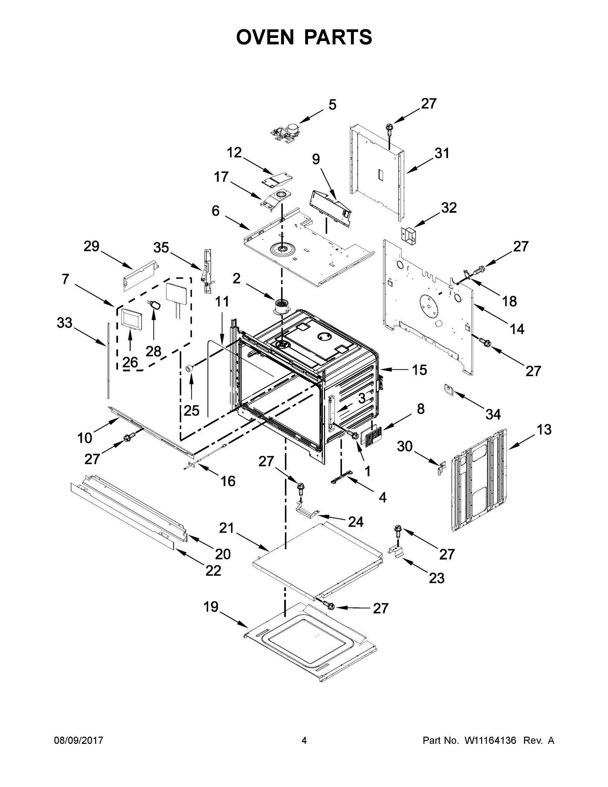03 - OVEN PARTS Diagram and Parts List for WOS97EC0HZ00  Whirlpool Wall Oven