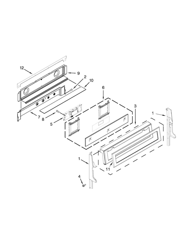 Control Panel Parts Diagram and Parts List for KFGD500ESS00  KitchenAid Range