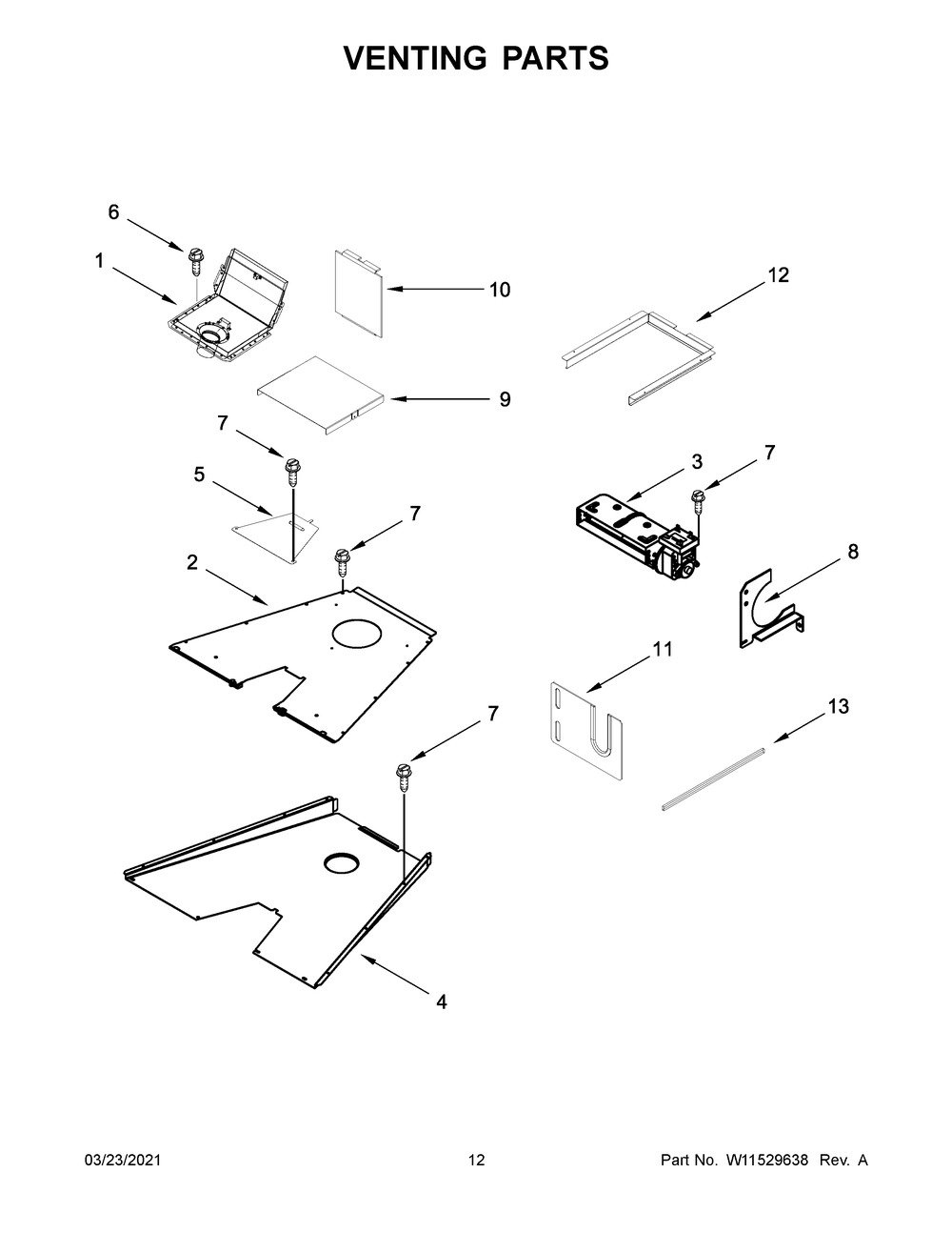 Venting Parts Diagram and Parts List for JGRP648HM01  Whirlpool Range