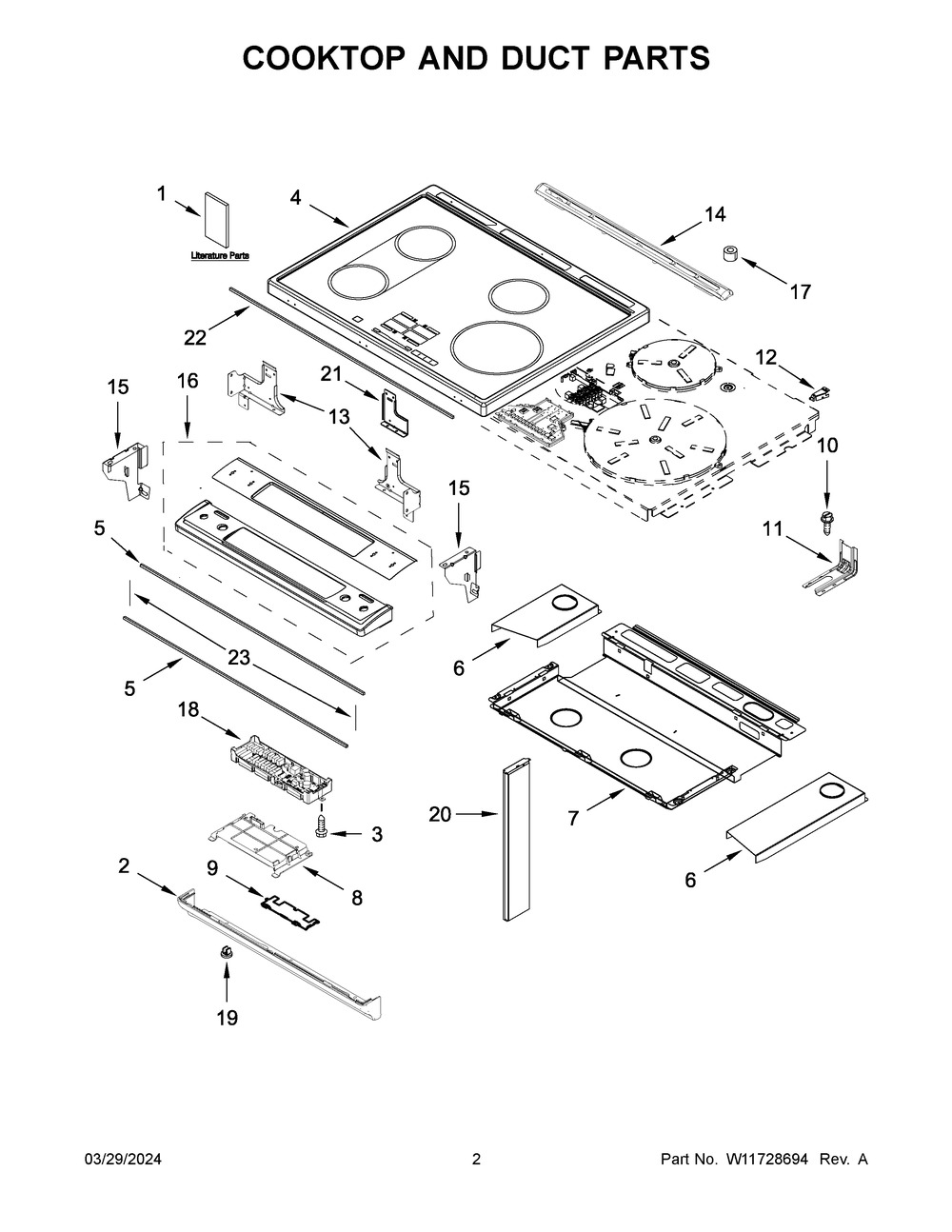 Cooktop And Duct Parts Diagram and Parts List for WSIS5030RV0  Whirlpool Range