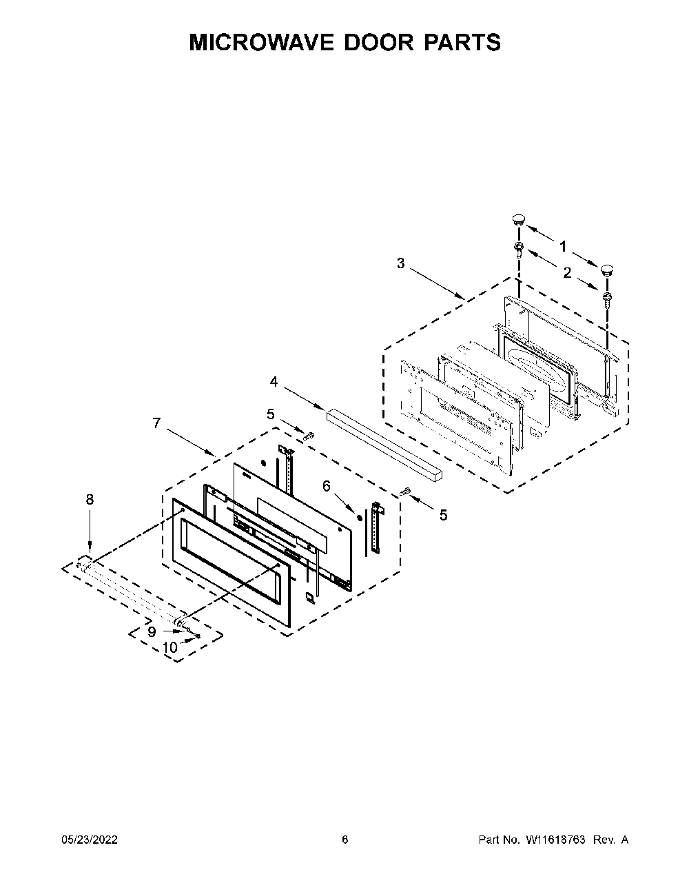 Microwave Door Parts Diagram and Parts List for KOCE900HBS20  KitchenAid Microwave Oven Combo