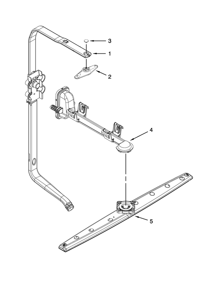 Upper Wash And Rinse Parts Diagram and Parts List for WDF530PAYT7  Whirlpool Dishwasher