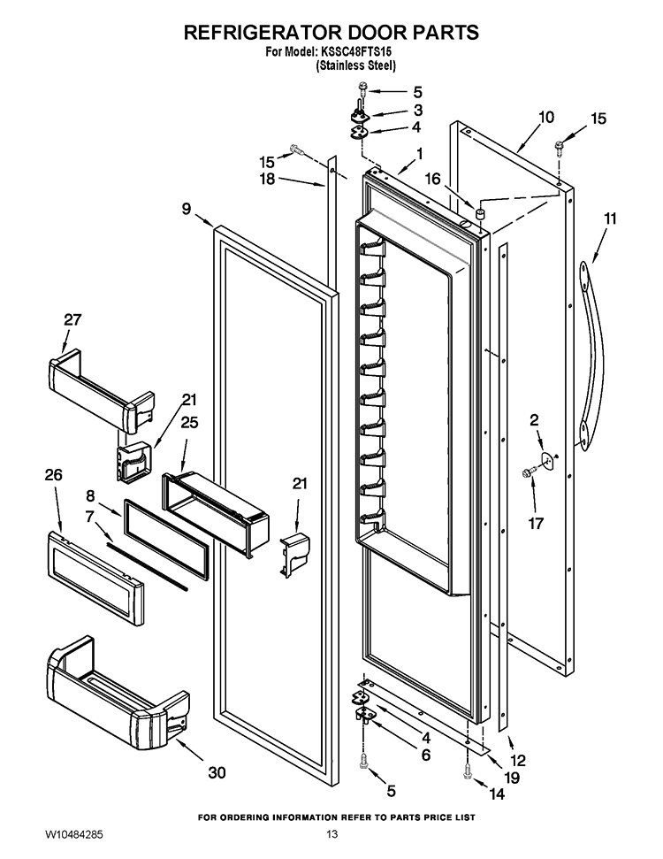 REFRIGERATOR DOOR PARTS Diagram and Parts List for KSSC48FTS15  KitchenAid Refrigerator