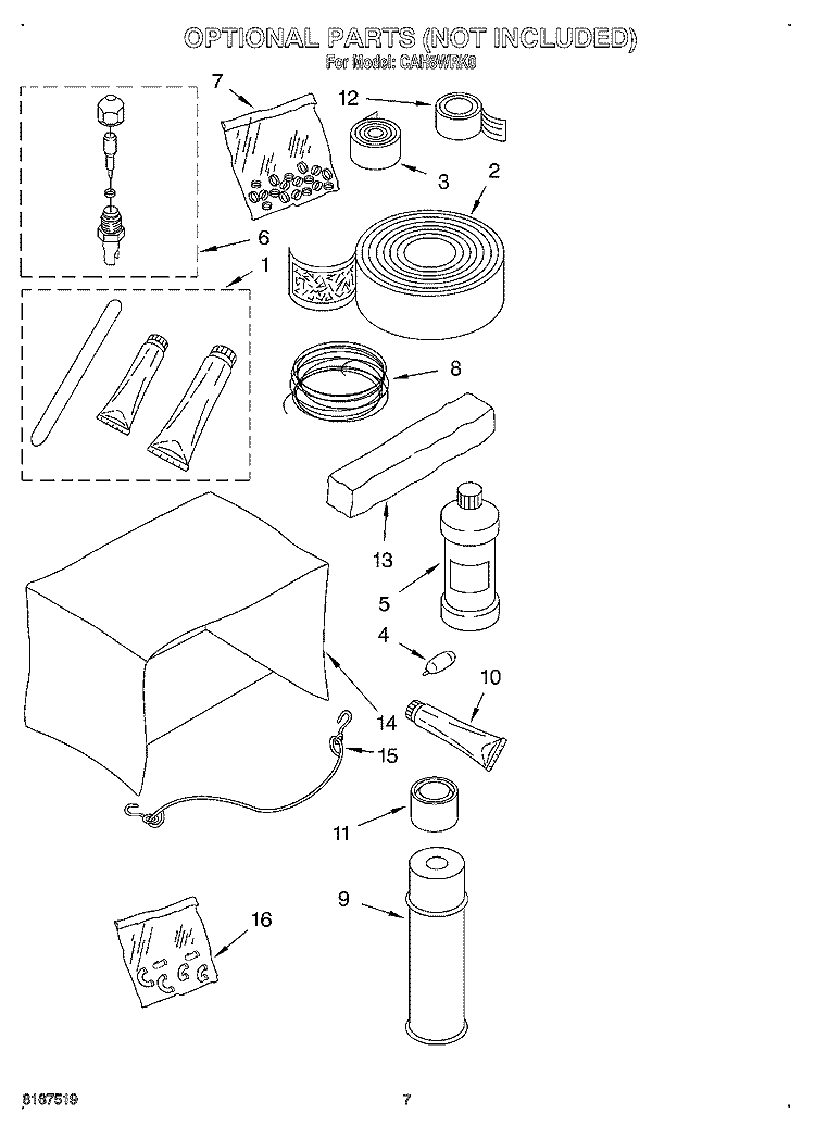 OPTIONAL Diagram and Parts List for CAH8WRK0  Crosley Air Conditioner