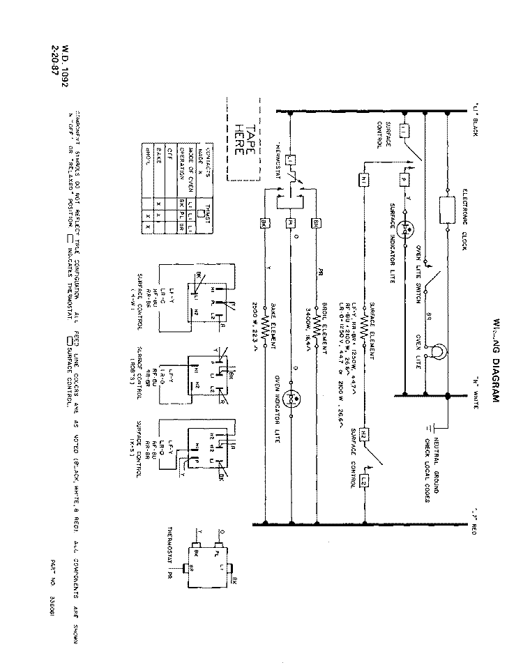 WIRING DIAGRAM Diagram and Parts List for D7507W0  Roper Range