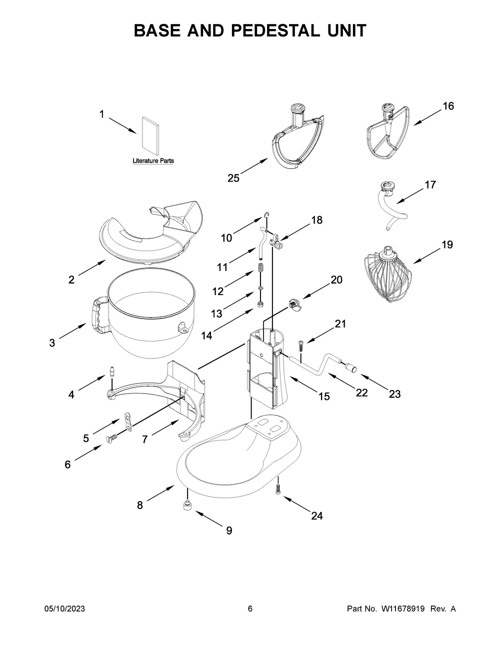 Base And Pedestal Unit Diagram and Parts List for 7KSM70SKXZER0  KitchenAid Mixer