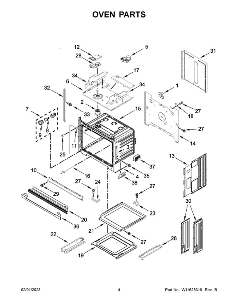 Oven Parts 2 Diagram and Parts List for WOC75EC7HS20  Whirlpool Microwave Oven Combo