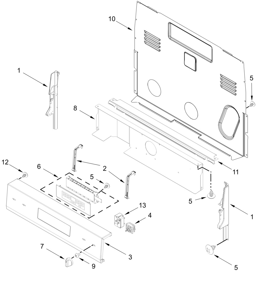 Control Panel Parts Diagram and Parts List for WFES3330RZ2  Whirlpool Range