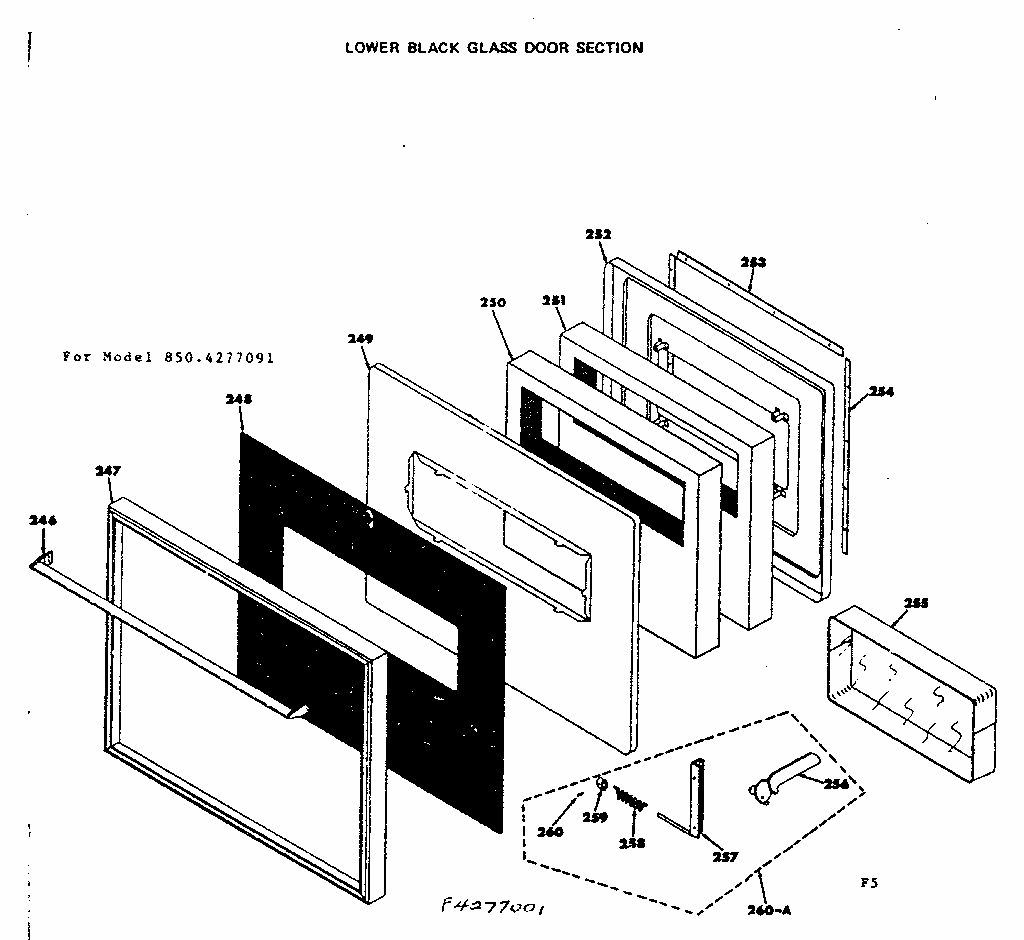 Lower Black Glass Door Section Diagram and Parts List for 8504277081  Kenmore Range