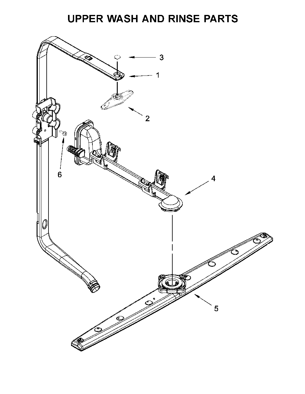 Upper wash and rinse parts Diagram and Parts List for 66513479N413  Kenmore Dishwasher