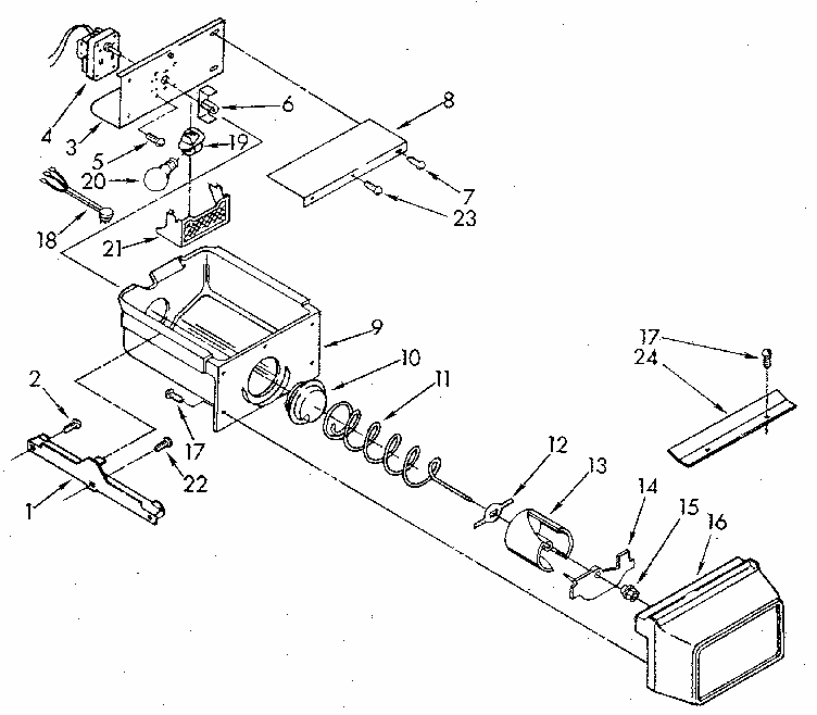 Freezer Interior Diagram and Parts List for 1068592511 SKR601W0 Kenmore Refrigerator