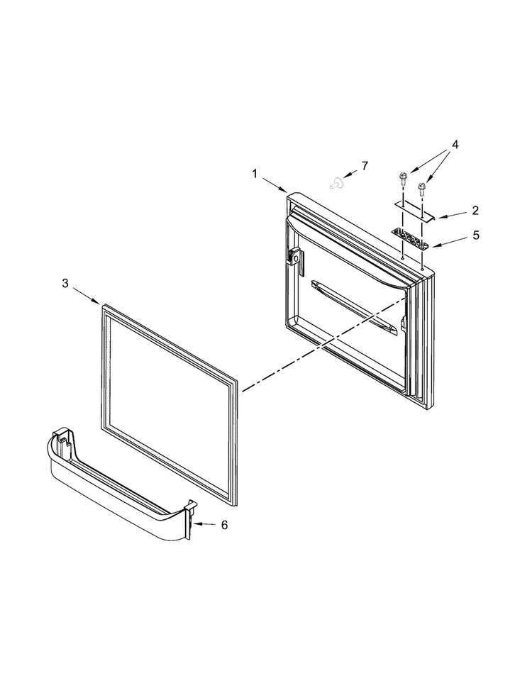 Freezer Door Parts Diagram and Parts List for WRB119WFBB00  Whirlpool Refrigerator