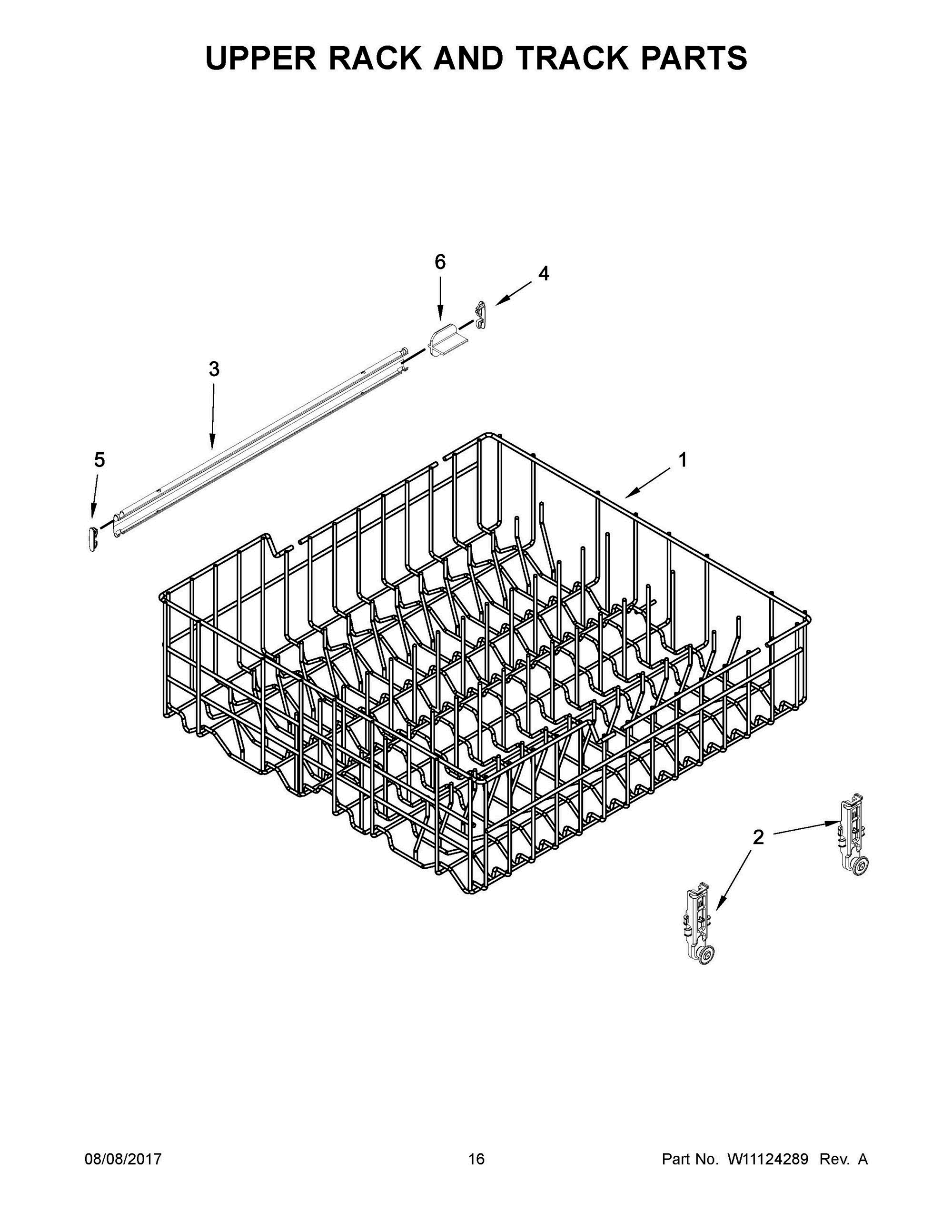 09 - UPPER RACK AND TRACK PARTS Diagram and Parts List for WDF560SAFB2  Whirlpool Dishwasher