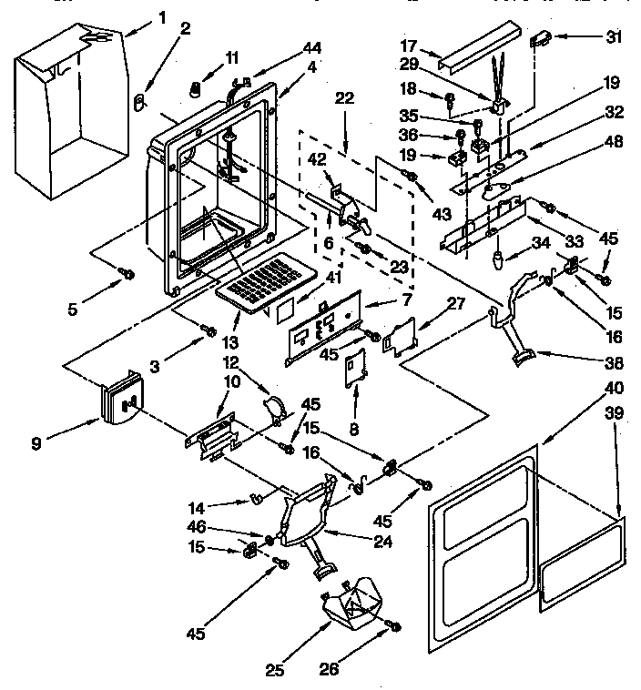 Dispenser Front C Diagram and Parts List for KTRS22QABL01  KitchenAid Refrigerator