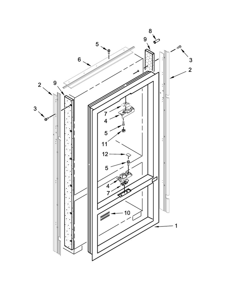 Cabinet Trim Parts Diagram and Parts List for KBFN402EPA00  KitchenAid Refrigerator