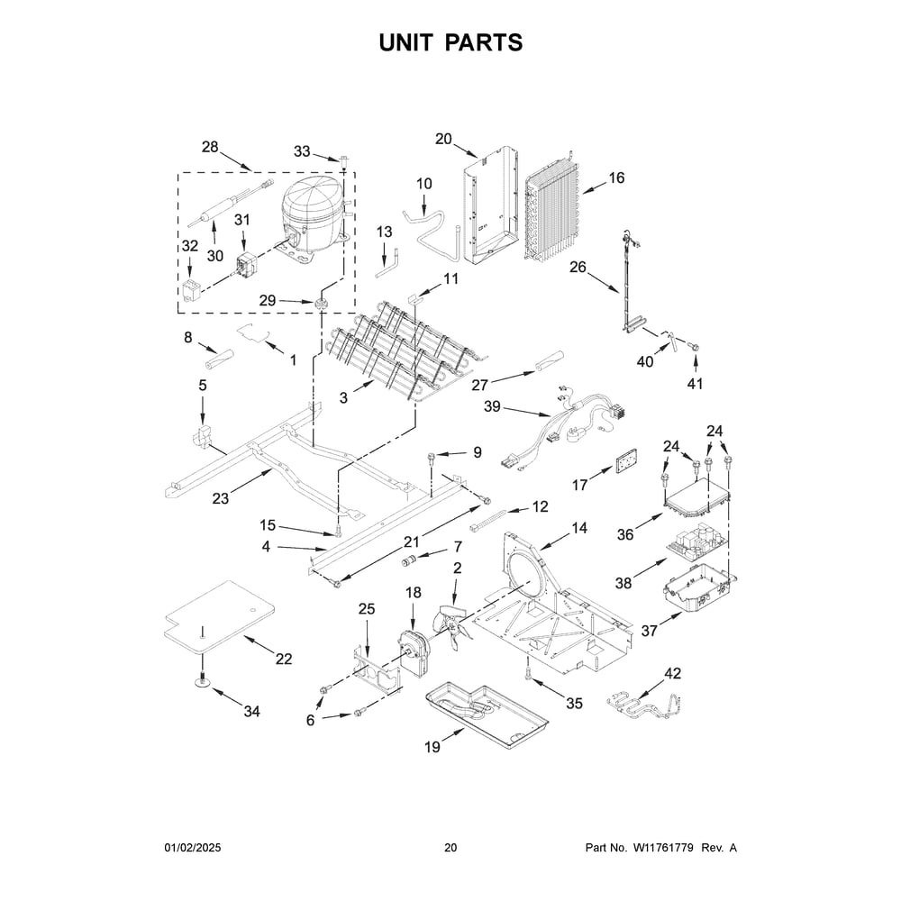Unit Parts Diagram and Parts List for WRS325SDHB11  Whirlpool Refrigerator
