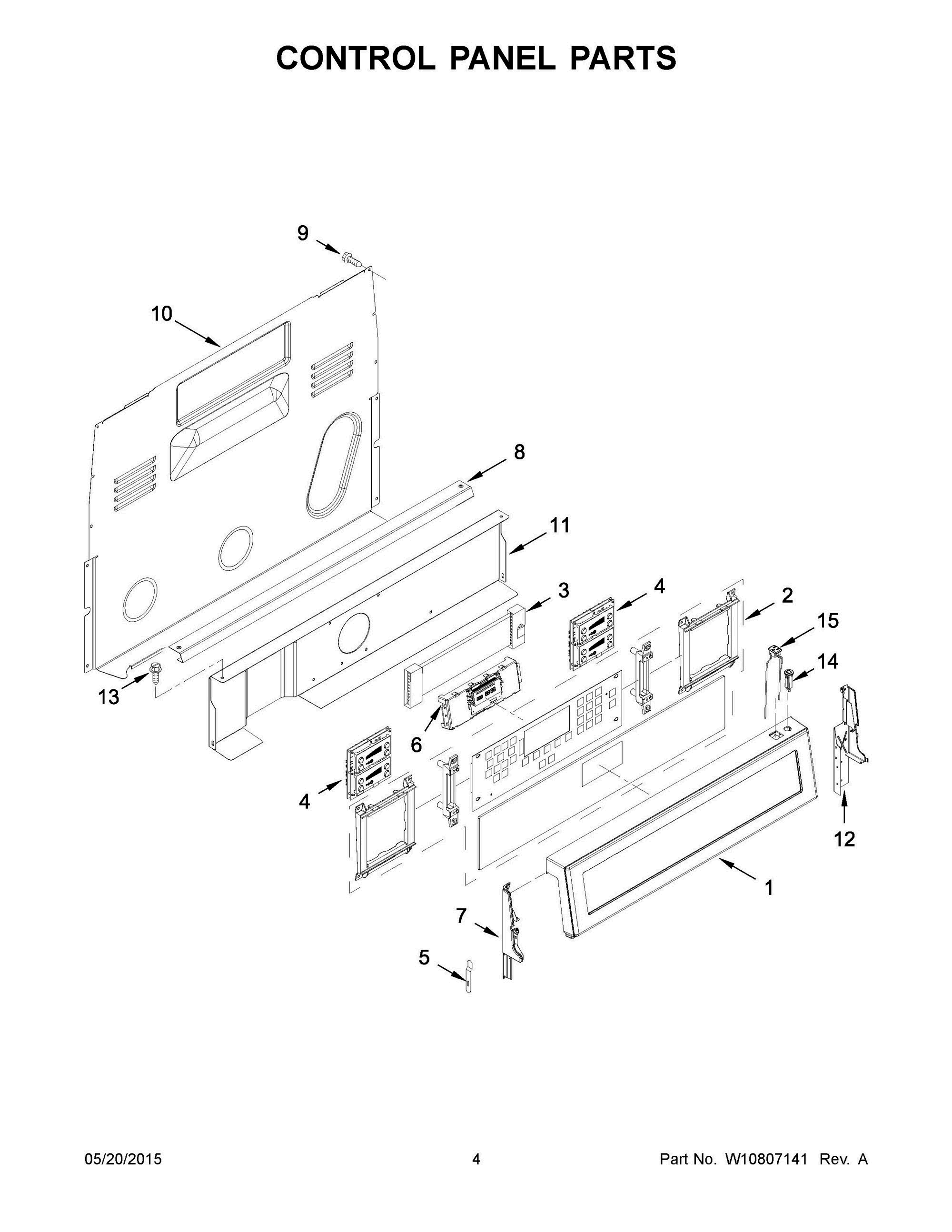 03 - CONTROL PANEL PARTS Diagram and Parts List for YKFES530ESS0  Whirlpool Range