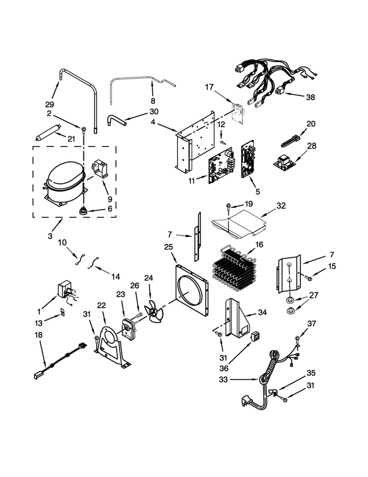 Upper Unit Parts Diagram and Parts List for KSSC42QTS18  KitchenAid Refrigerator