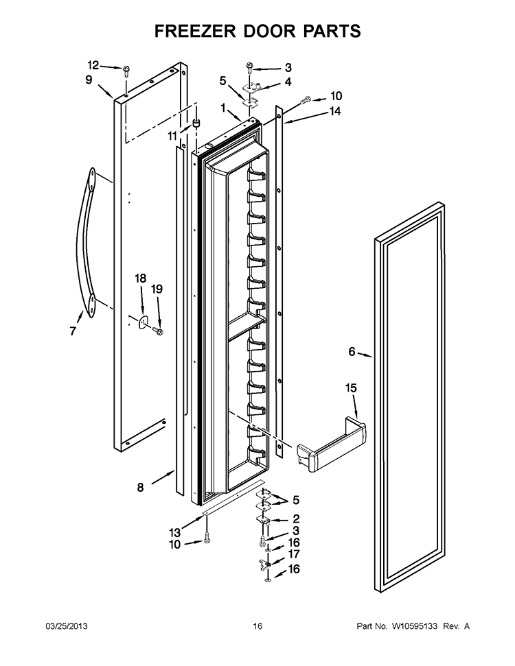 FREEZER DOOR PARTS Diagram and Parts List for KSSC42FTS17  KitchenAid Refrigerator