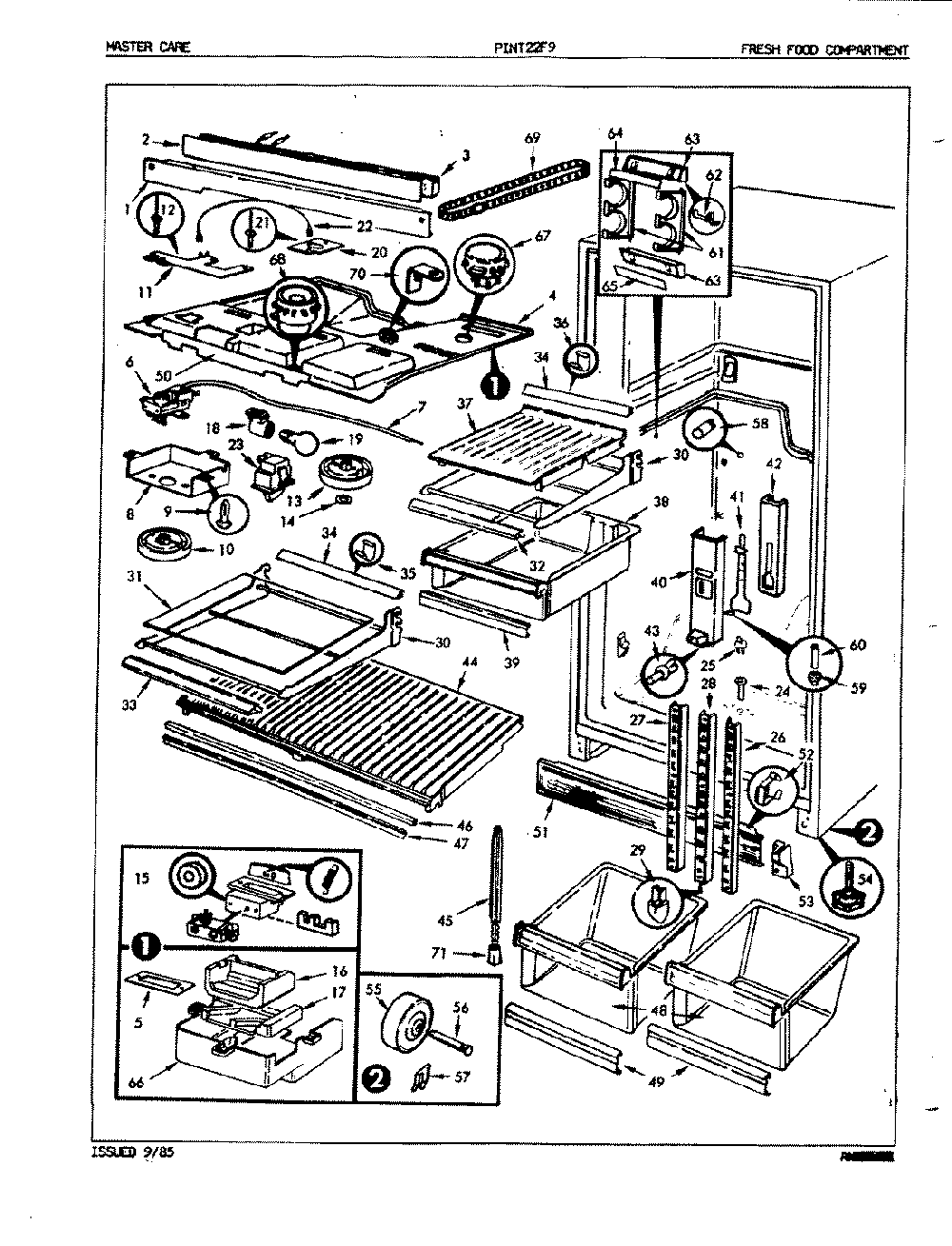 03 - Fresh Food Compartment Diagram and Parts List for PINT22F9LA  Whirlpool Refrigerator