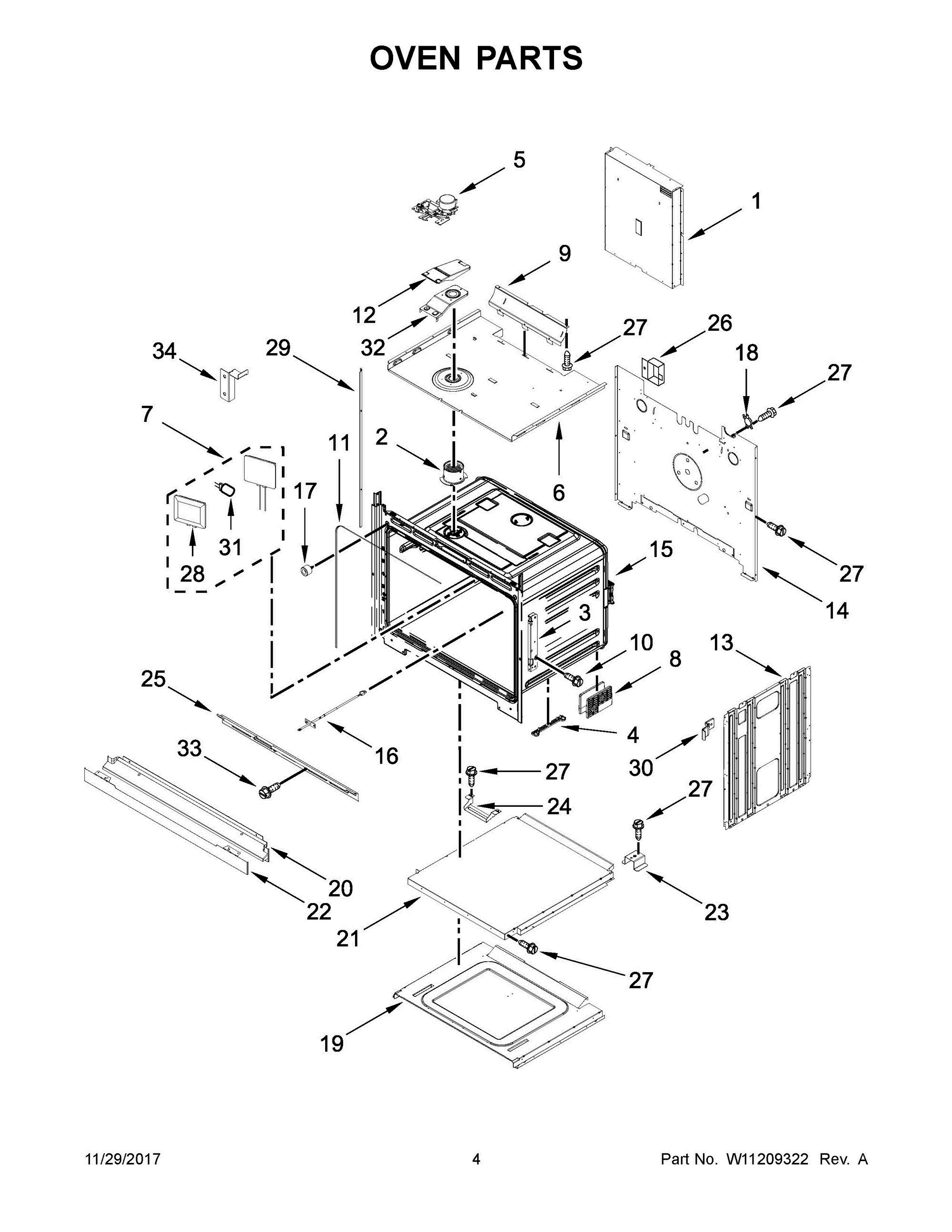 03 - OVEN PARTS Diagram and Parts List for WOS97ES0ES03  Whirlpool Wall Oven