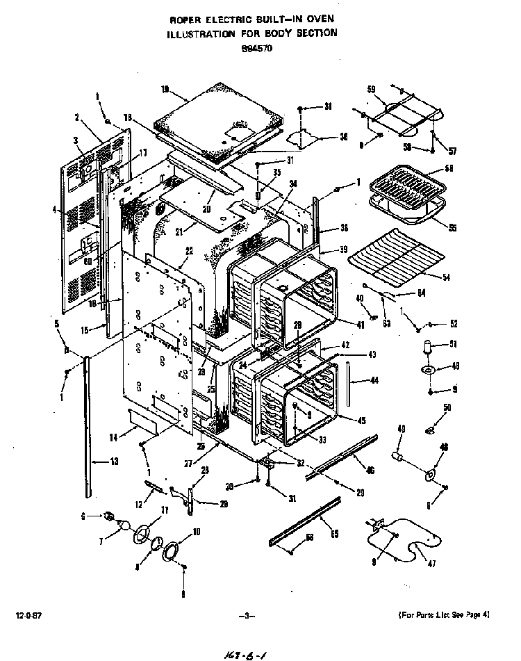 Body Diagram and Parts List for B9457*0  Roper Range