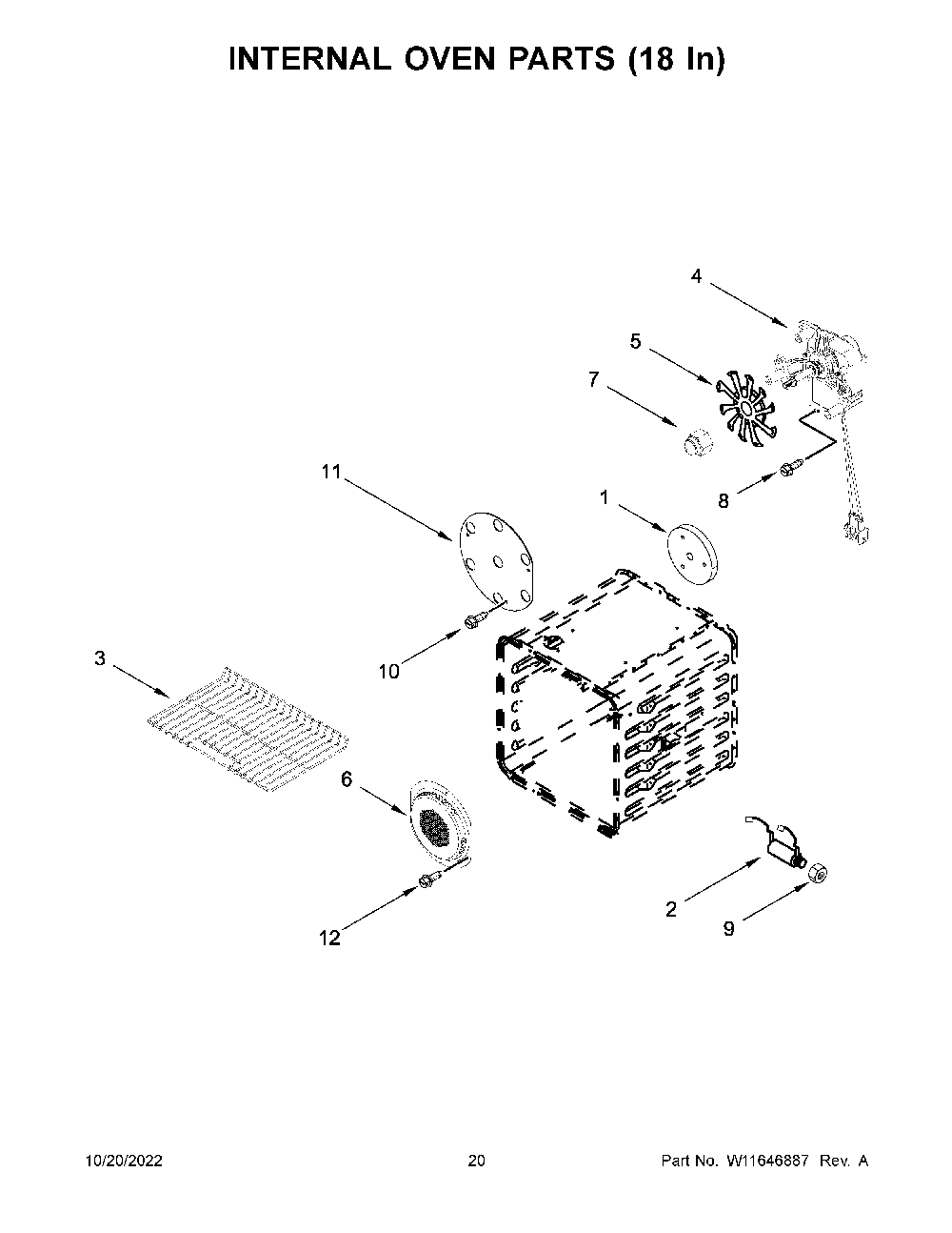 Internal Oven Parts (18 In) Diagram and Parts List for KFGC558JSC05  KitchenAid Range