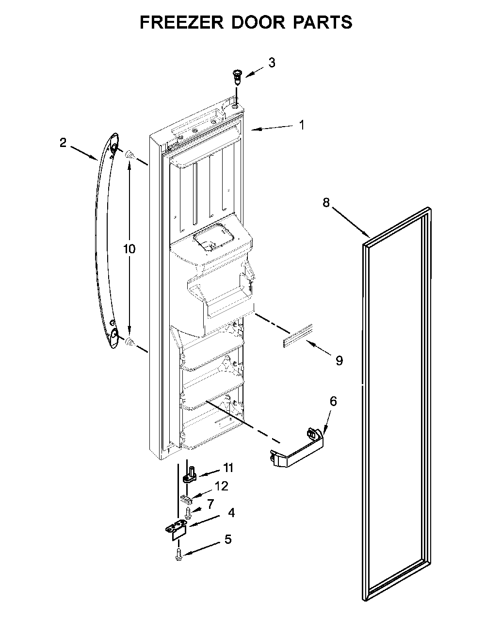 Freezer door parts Diagram and Parts List for WRS325SDHW04  Whirlpool Refrigerator