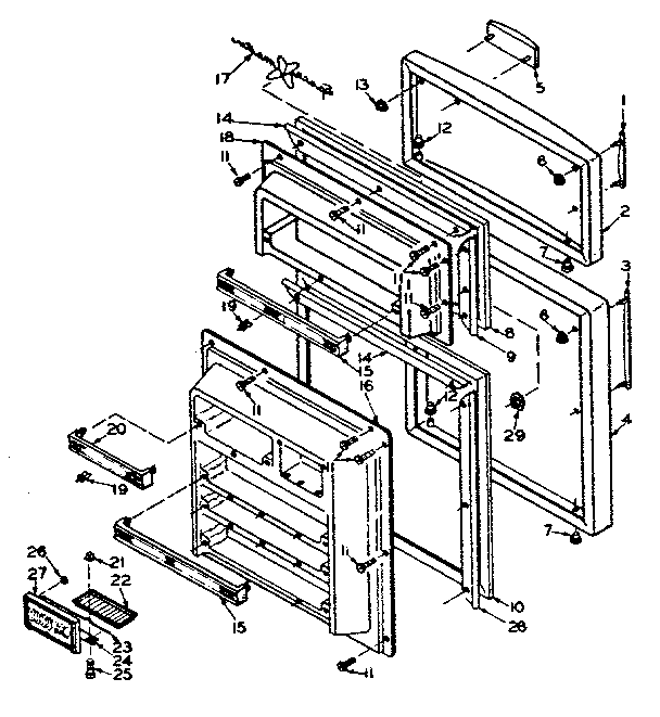 Refrigerator Door Parts Diagram and Parts List for 106U14E1  Kenmore Refrigerator