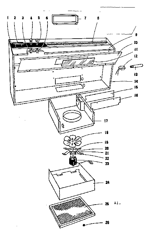 Range Hood Assembly Diagram and Parts List for 15552292  Kenmore Range Hood