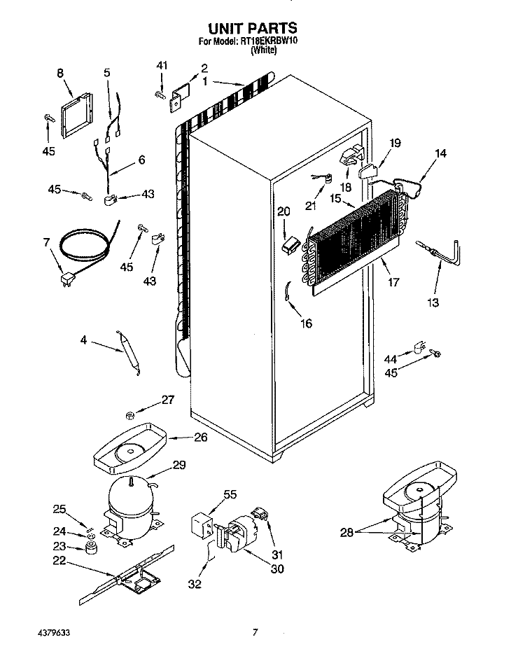UNIT, LIT/OPTIONAL Diagram and Parts List for RT18EKRBW10  Roper Refrigerator