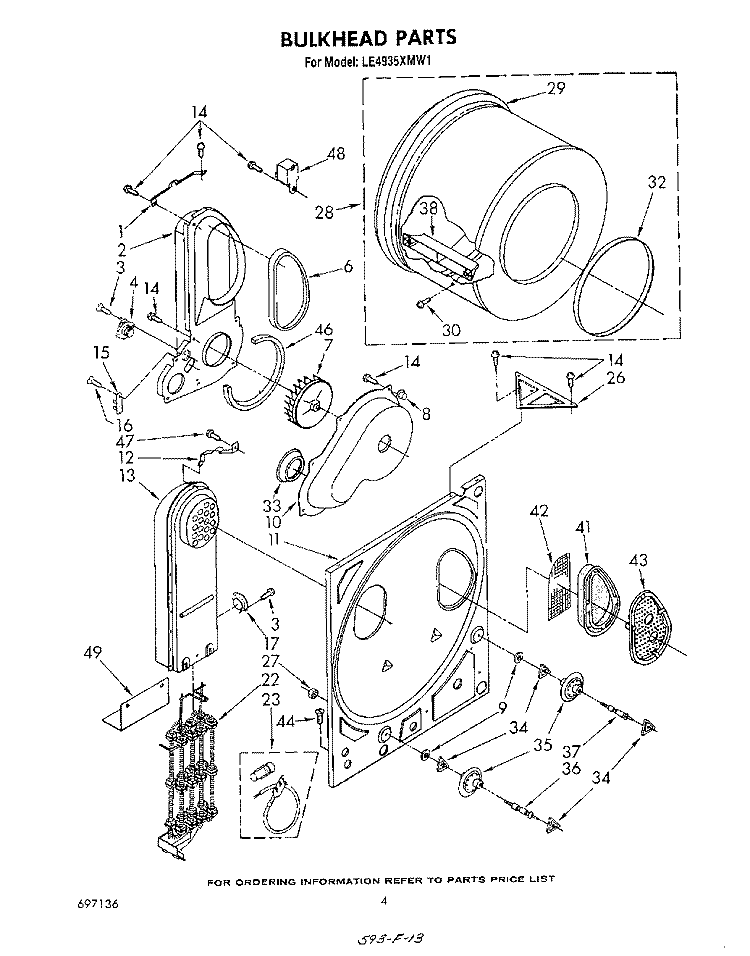 SECTION Diagram and Parts List for LE4935XMW1  Whirlpool Dryer