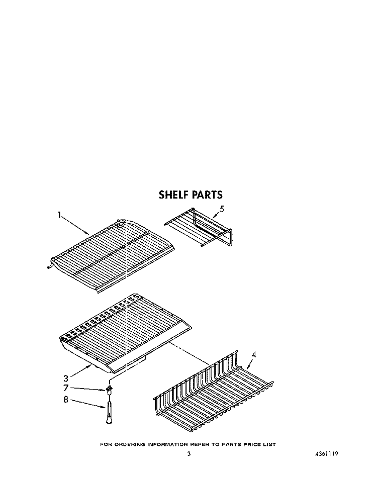 SHELF Diagram and Parts List for RT18EKRXW02  Roper Refrigerator