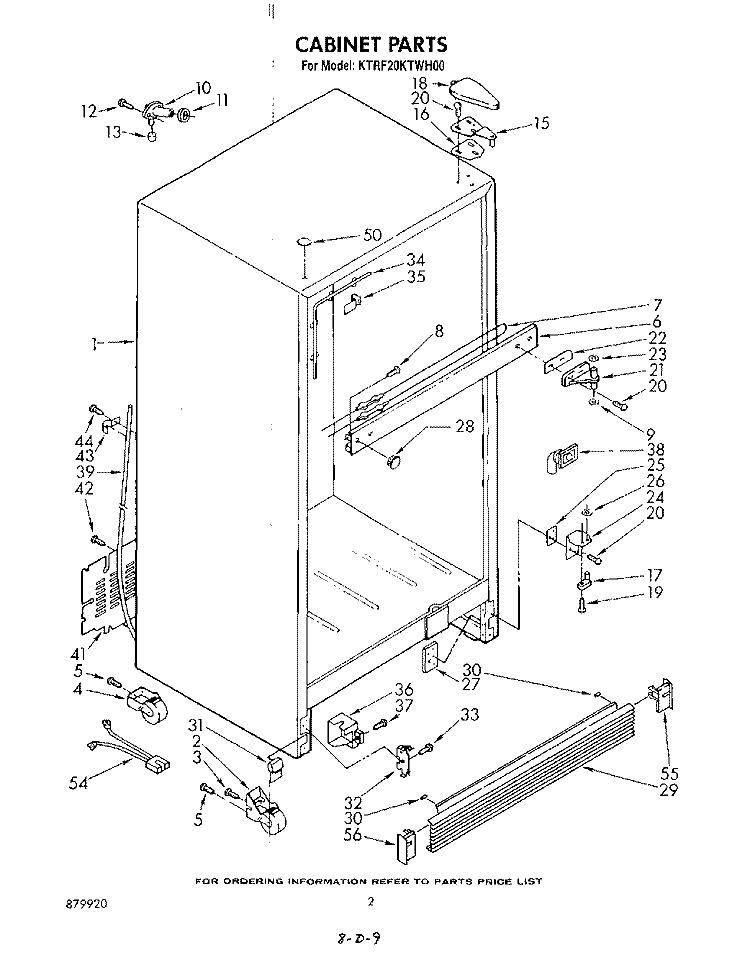 CABINET Diagram and Parts List for KTRF20KTPL00  Whirlpool Refrigerator