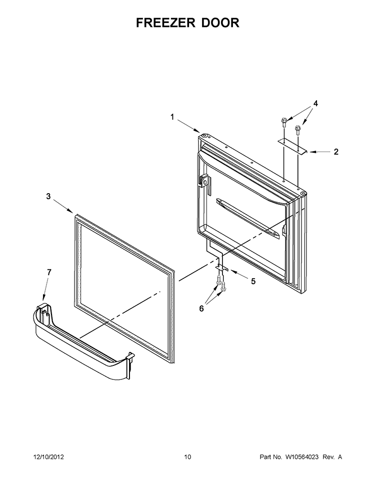 FREEZER DOOR Diagram and Parts List for EB9SHKXVQ07  Whirlpool Refrigerator