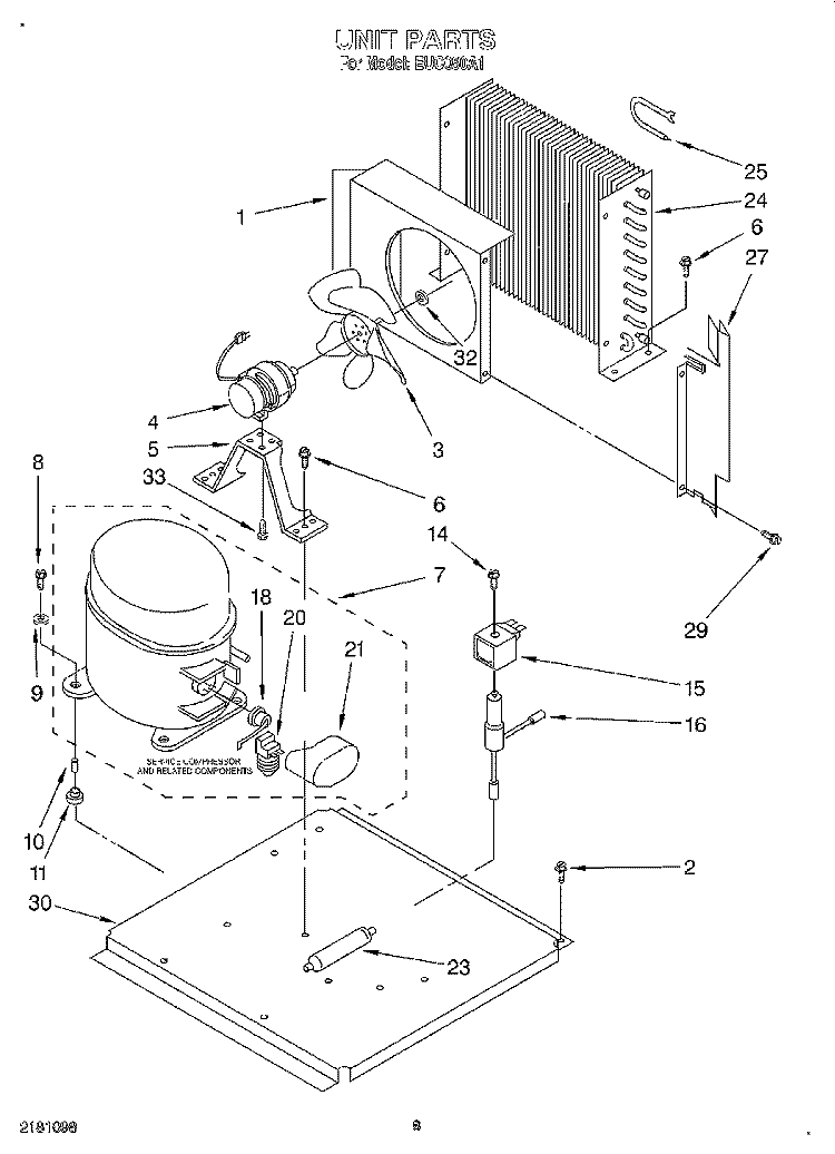 UNIT Diagram and Parts List for EUC050A1  Whirlpool Ice Maker