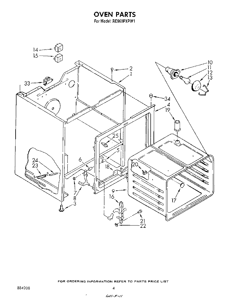 OVEN Diagram and Parts List for RE960PXPW1  Whirlpool Range